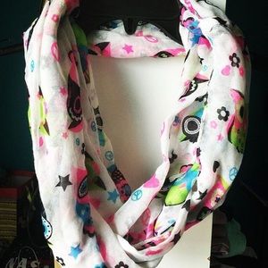Owl printed infinity scarf